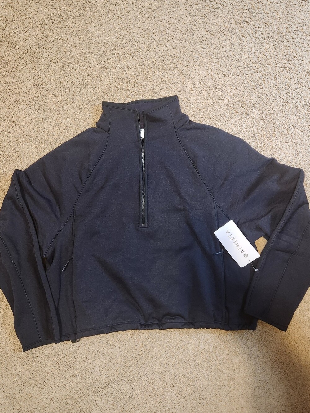 Athleta Altitude Edge 1/2 Zip Sweatshirt - Black NEW W Tag